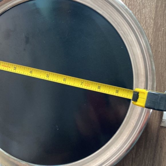 Vintage Formica Serving Platter Crescent Silver Rim Black Center 12” - Picture 8 of 8